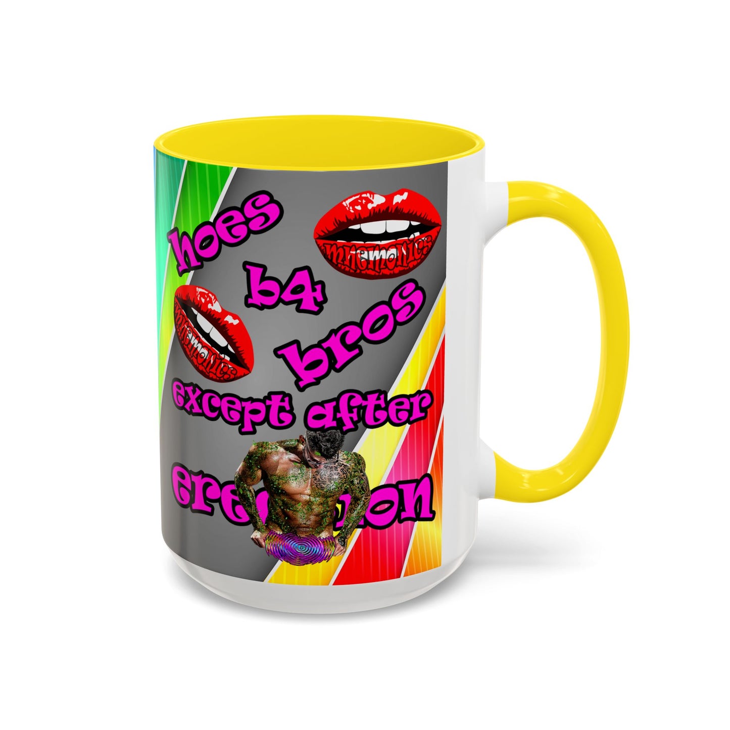 hoes b4 bros - Accent Mug (rainbow split)