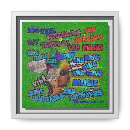 drop the beat - framed canvas art (green turf)