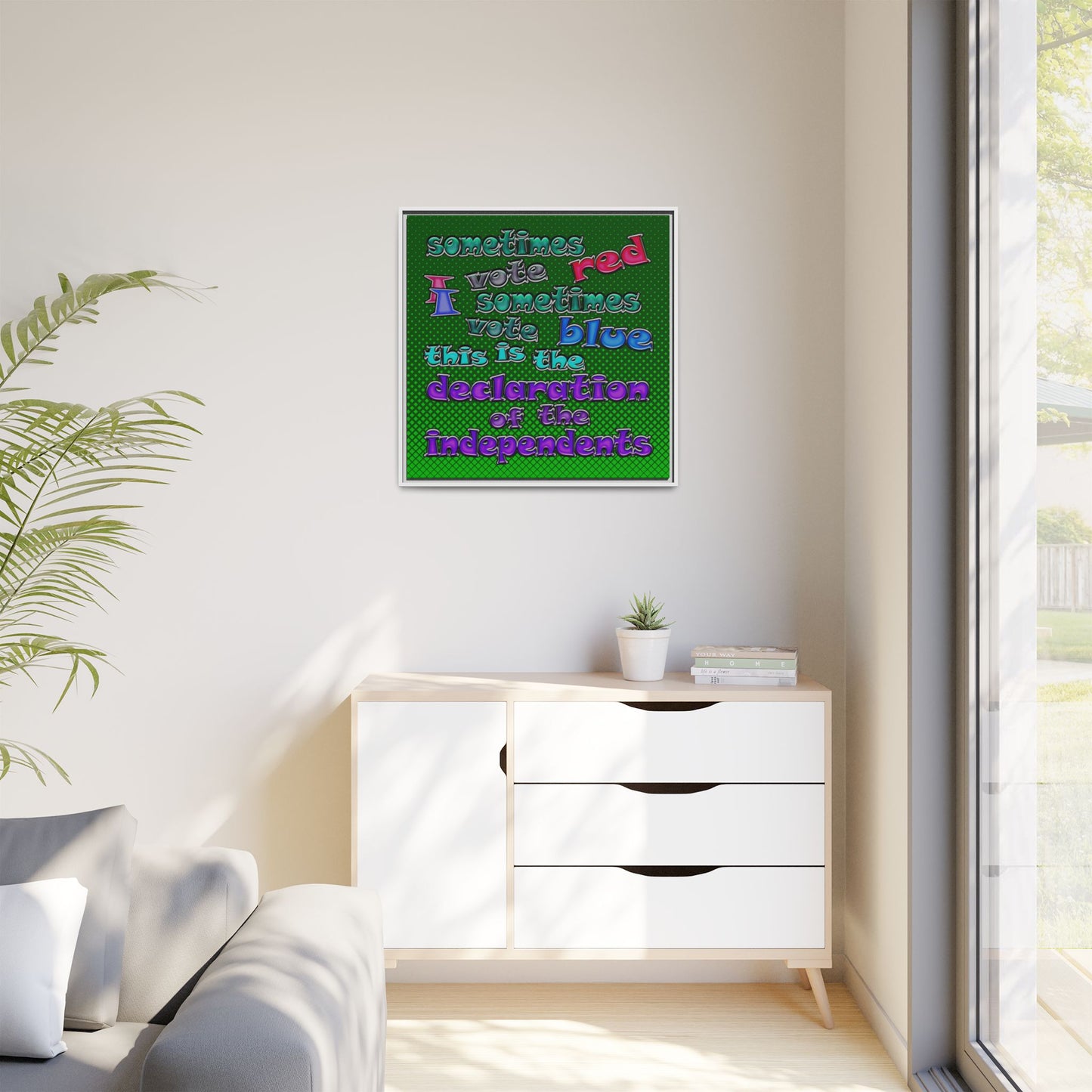 declaration of the independents - framed canvas art (logo green)