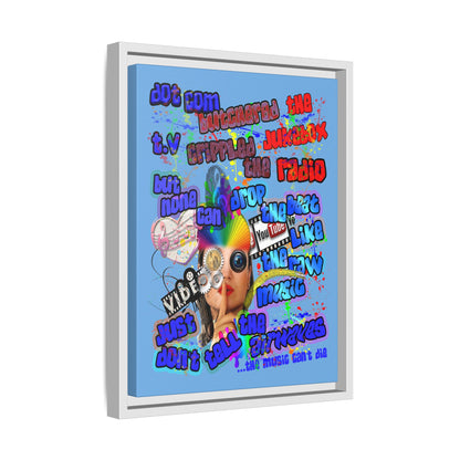 drop the beat - framed canvas art (light blue)