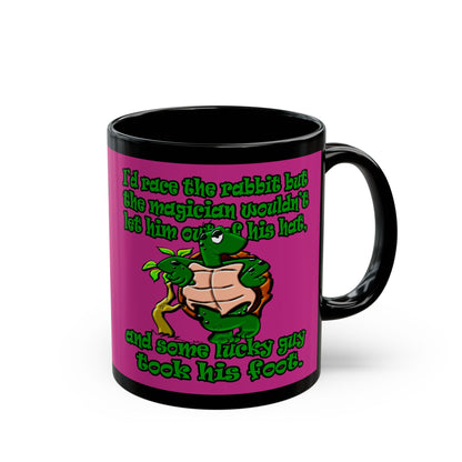 turtle race - Black Mug (pink)