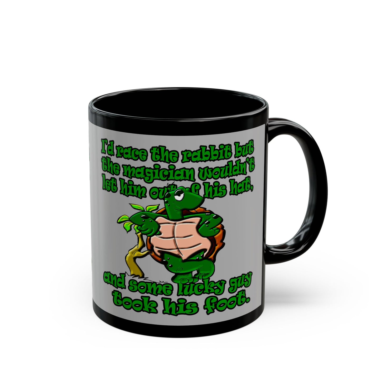 turtle race - Black Mug (light grey)