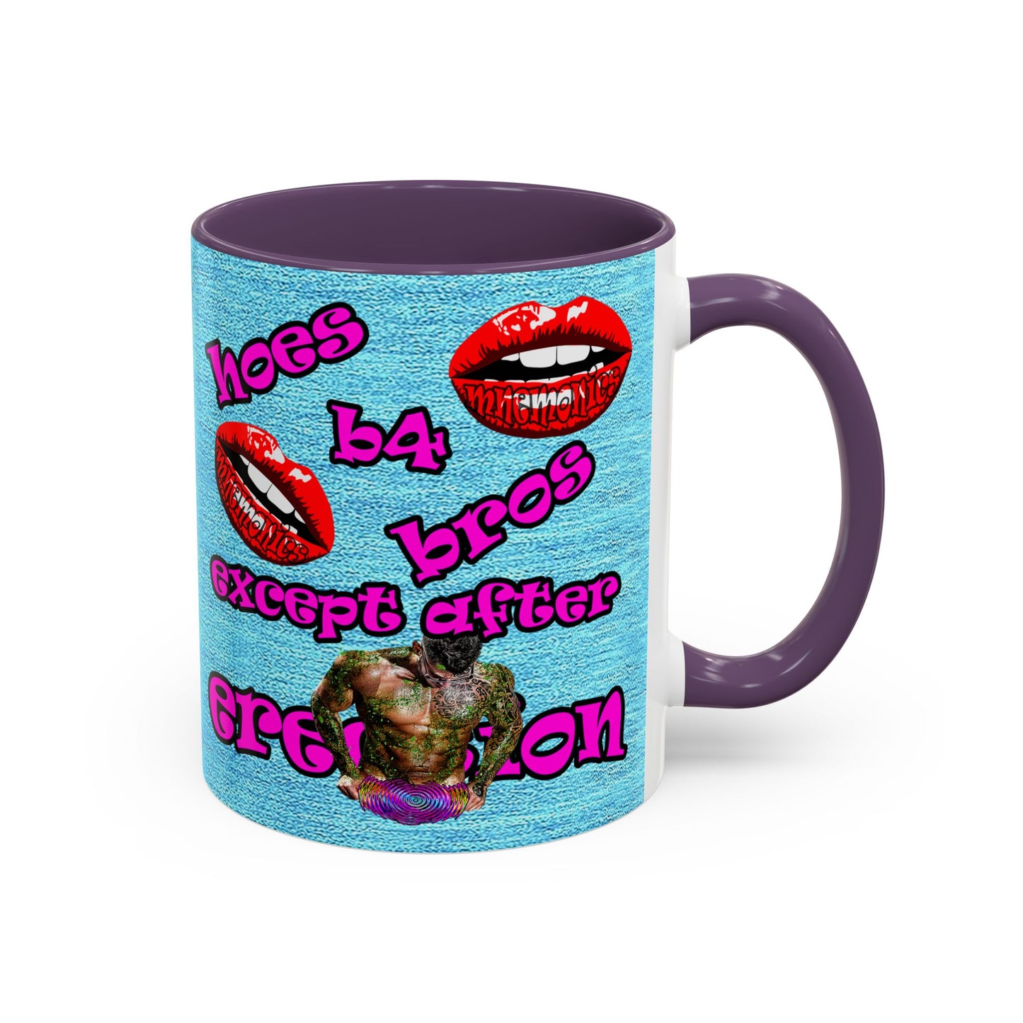 hoes b4 bros - Accent Mug (faded blue)