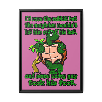 turtle race - framed canvas art (light pink)