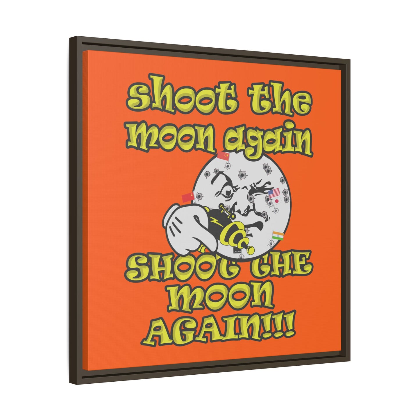 shoot the moon again - framed canvas art (orange)