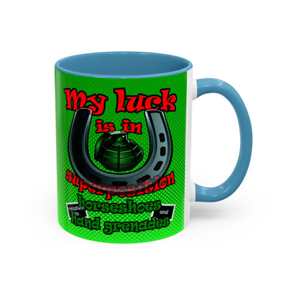 my luck - Accent Mug (logo green)