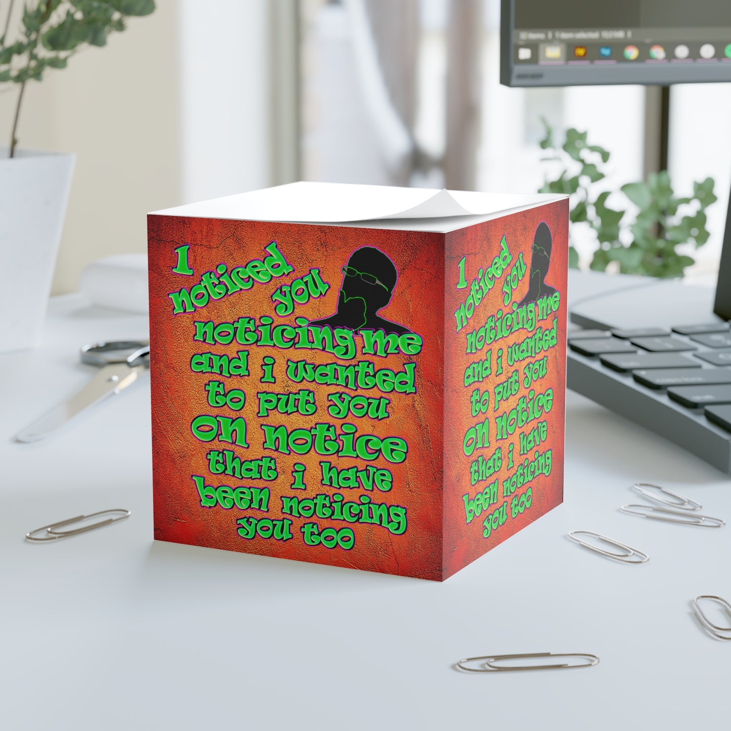 noticed you noticing - note cube (burnt orange)