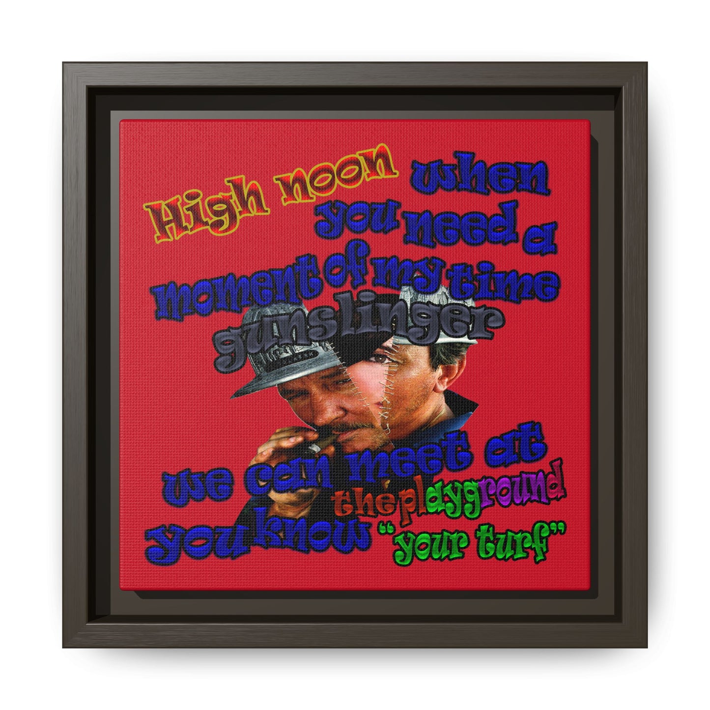 high noon - framed canvas art (dark red)