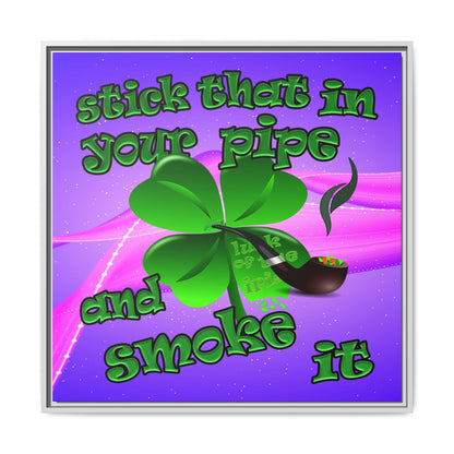 stick that in your pipe and smoke it - framed canvas art (purple-pink wave)