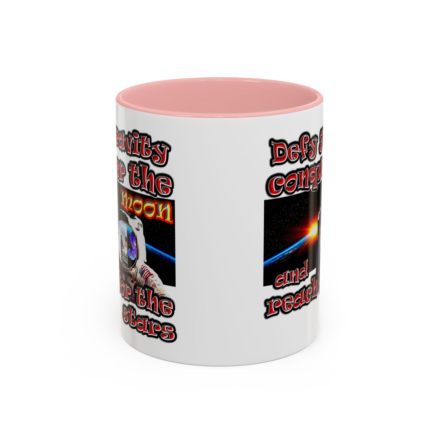 defy conquer reach - Accent Mug (white)