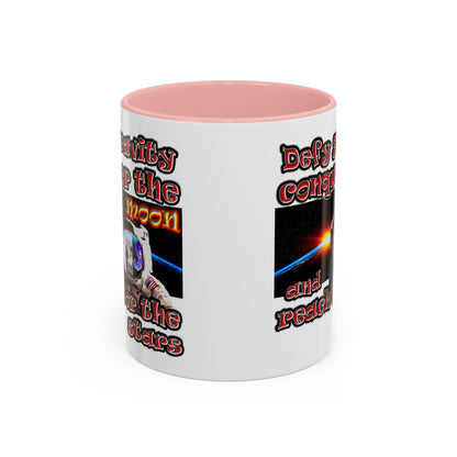 defy conquer reach - Accent Mug (white)