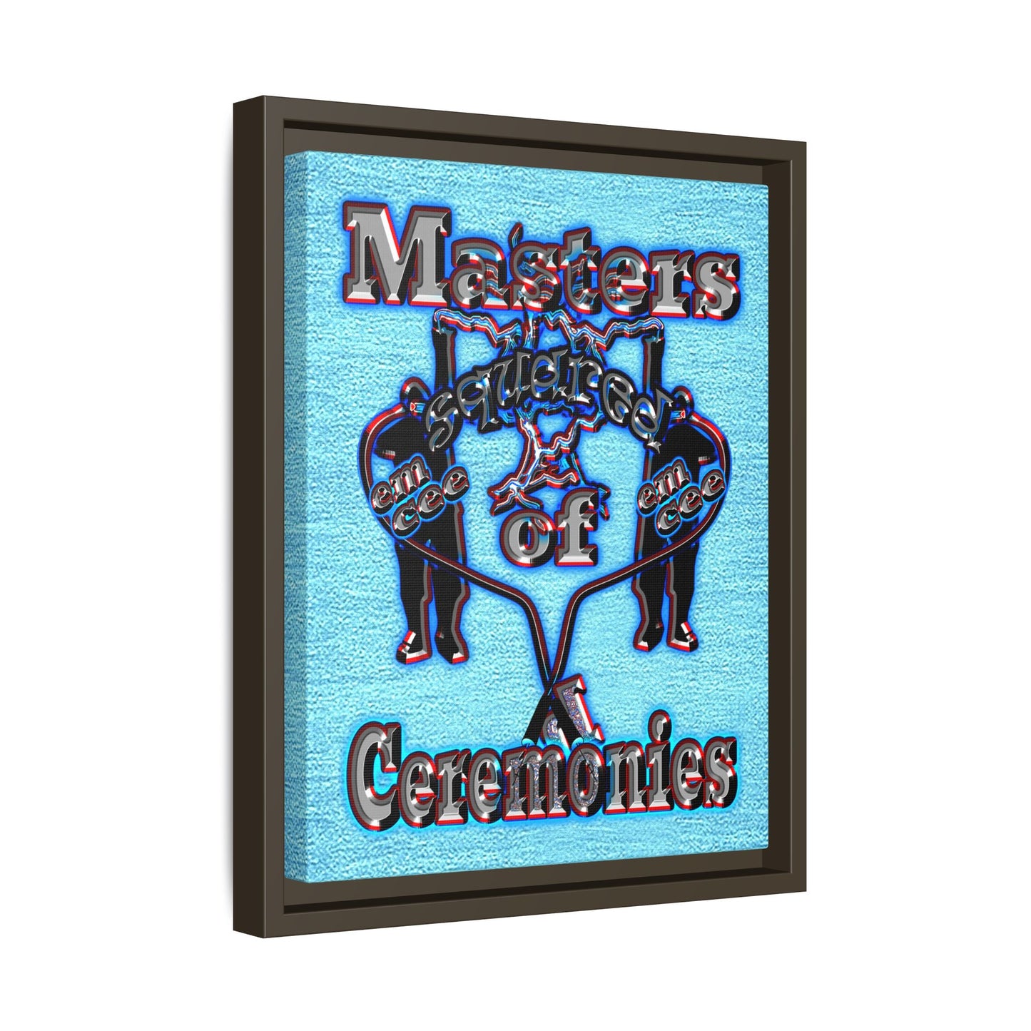 em cee squared - framed canvas art (faded blue)
