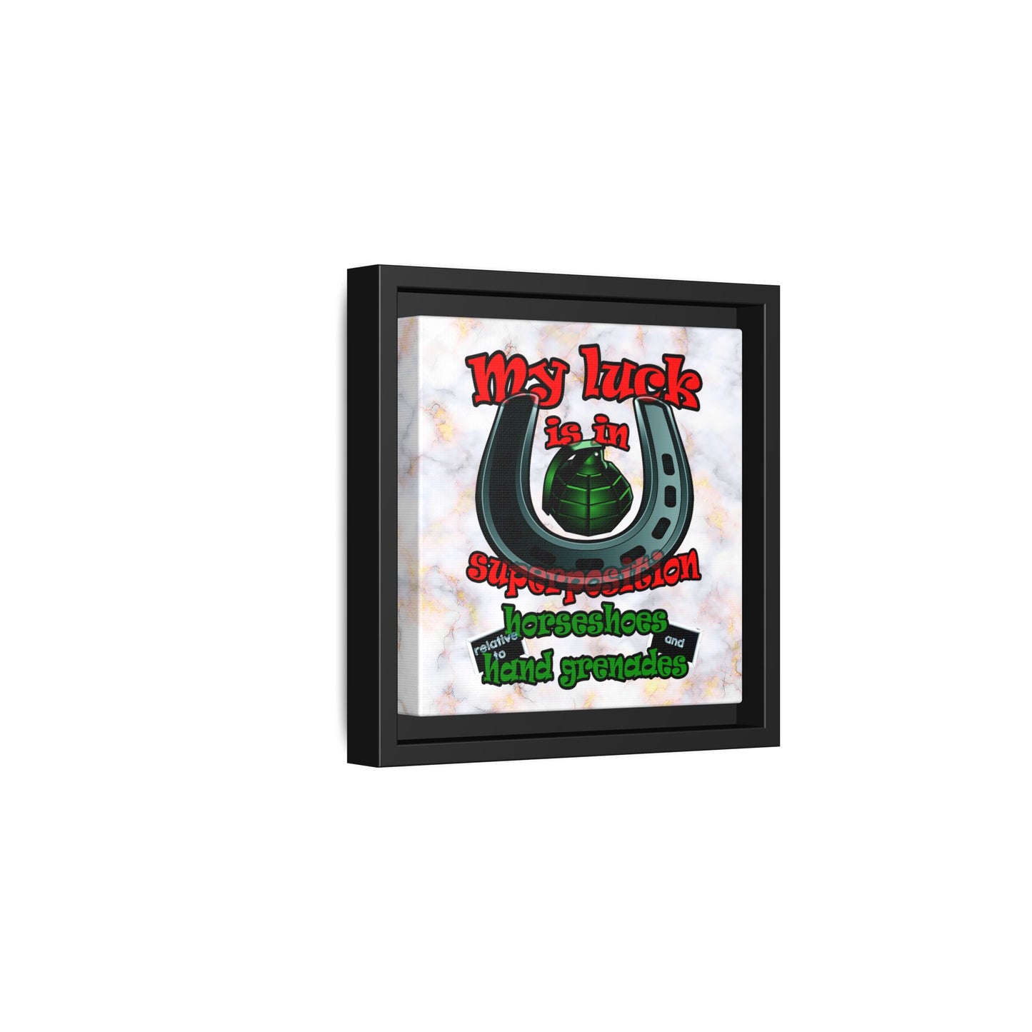 my luck - framed canvas art (white marble)