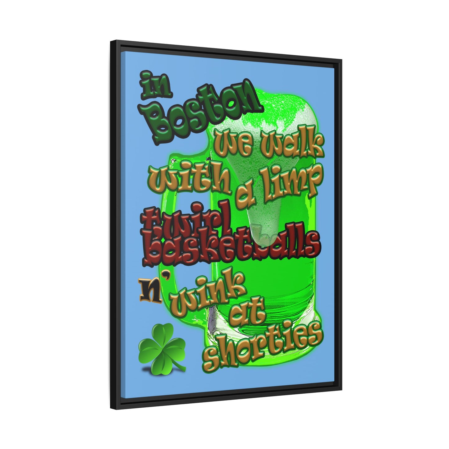 celtics logo - framed canvas art (light blue)