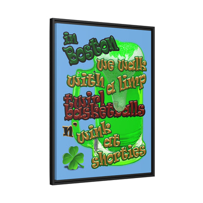 celtics logo - framed canvas art (light blue)