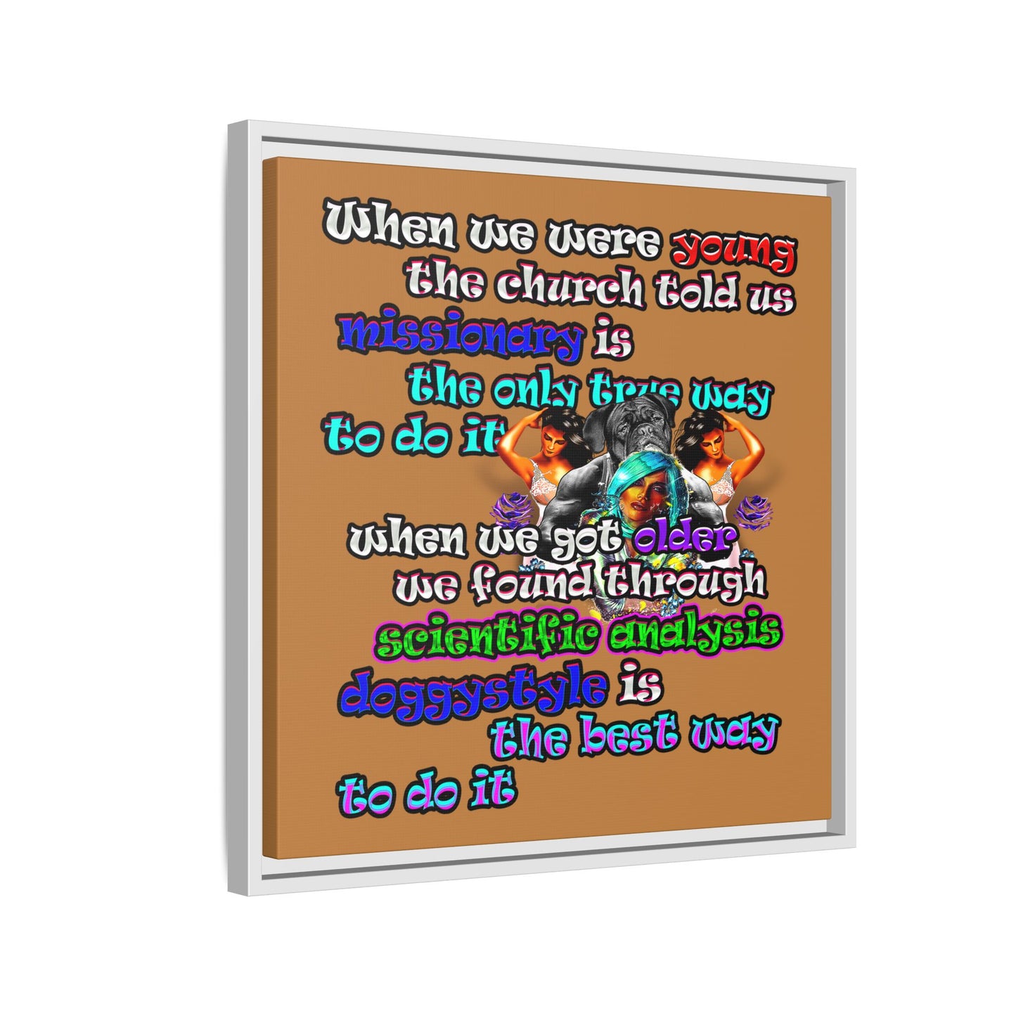doggystyle - framed canvas art (light brown)