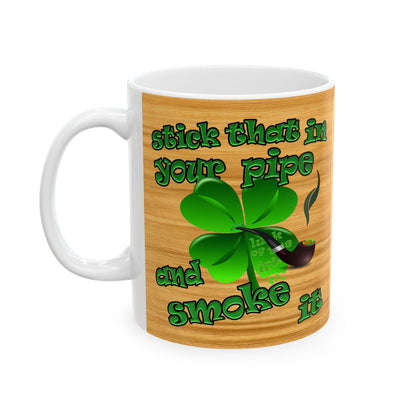 celtics logo - White Mug (butterscotch wood finish)