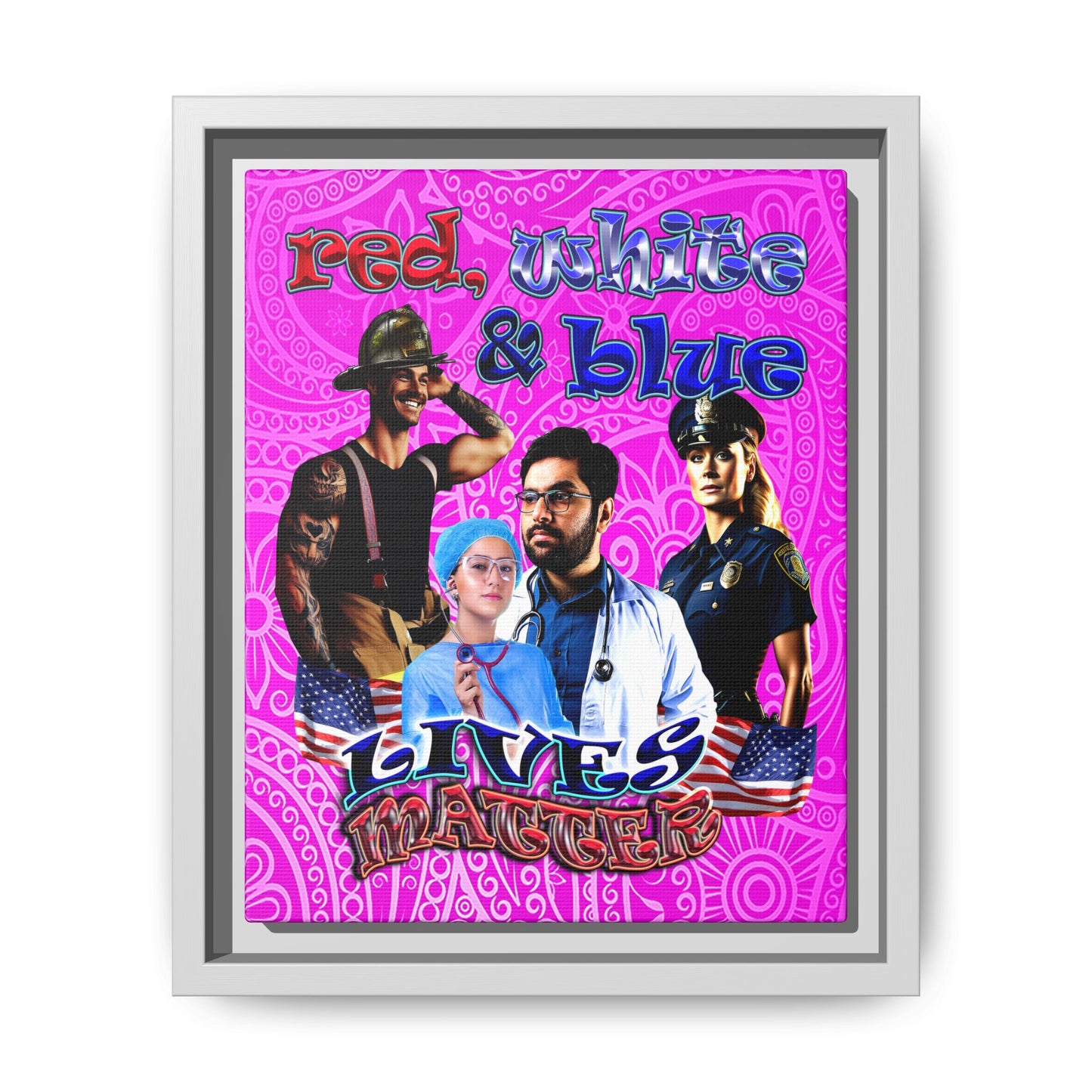 rw&b lives matter - framed canvas art (pink swirl)