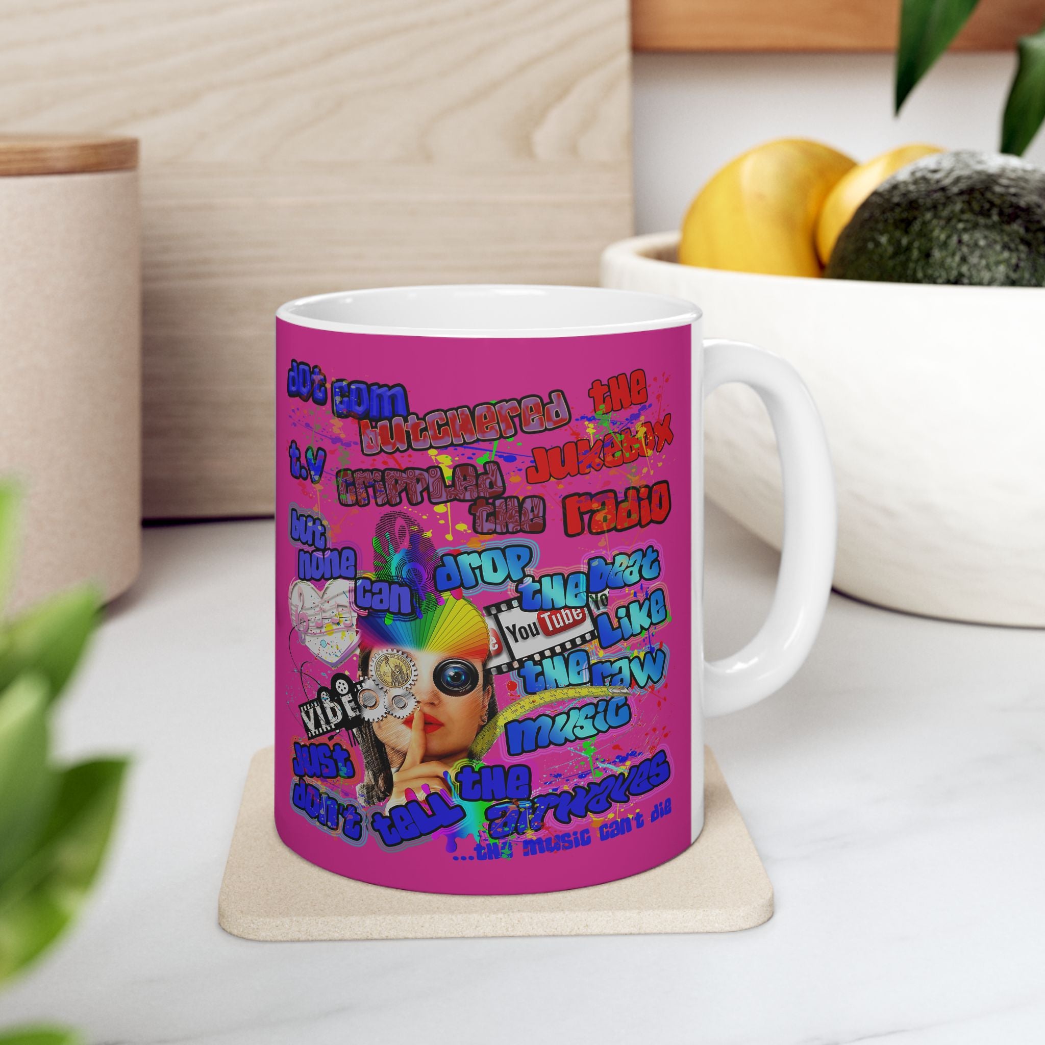 drop the beat - White Mug (pink)