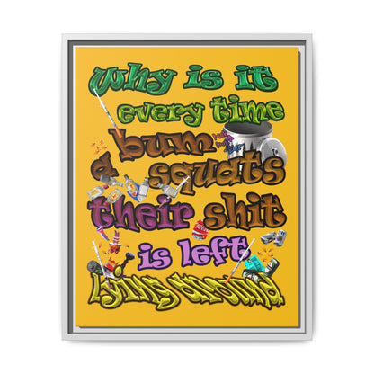 the bum's shit - framed canvas art (yellow)