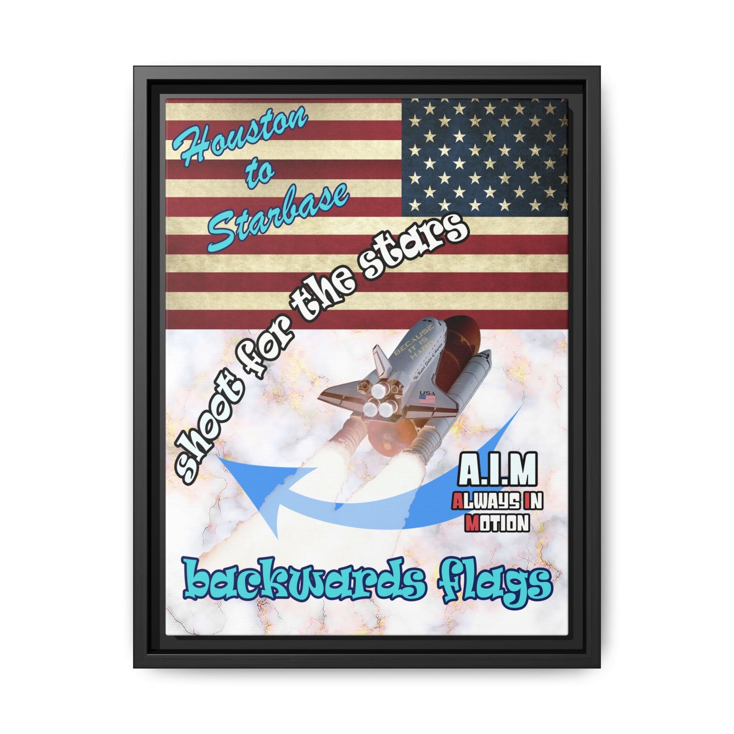 shoot for the stars - framed canvas art (white marble)