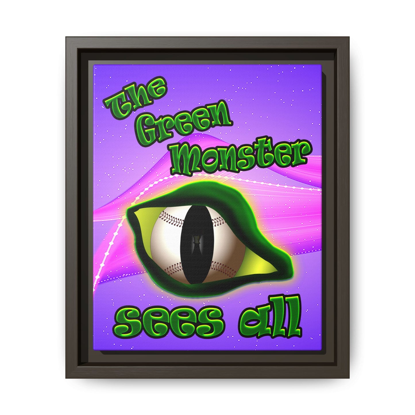 green monster - framed canvas art (purple-pink wave)