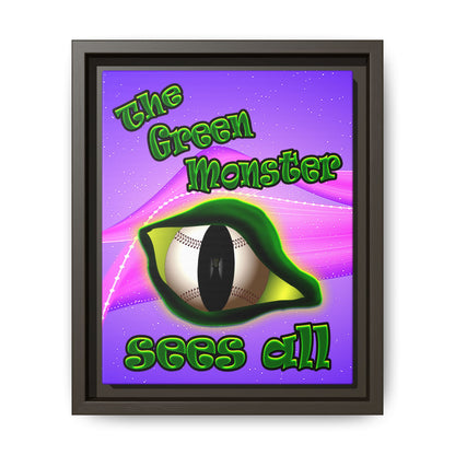 green monster - framed canvas art (purple-pink wave)