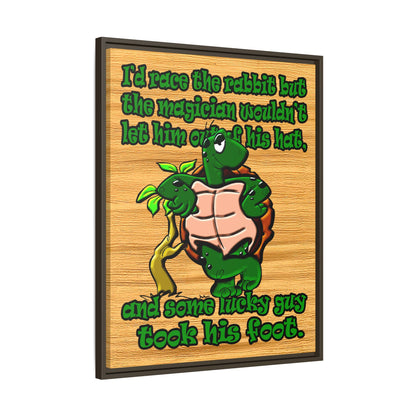 turtle race - framed canvas art (butterscotch wood finish)