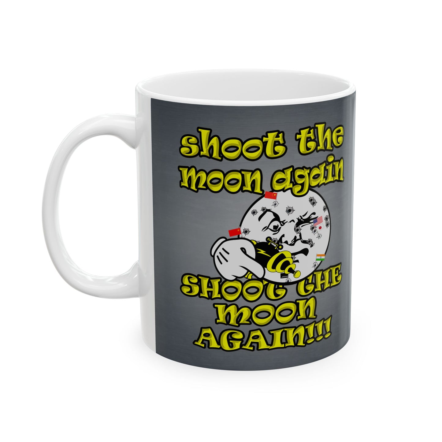 shoot the moon again - White Mug (grey-light grey)