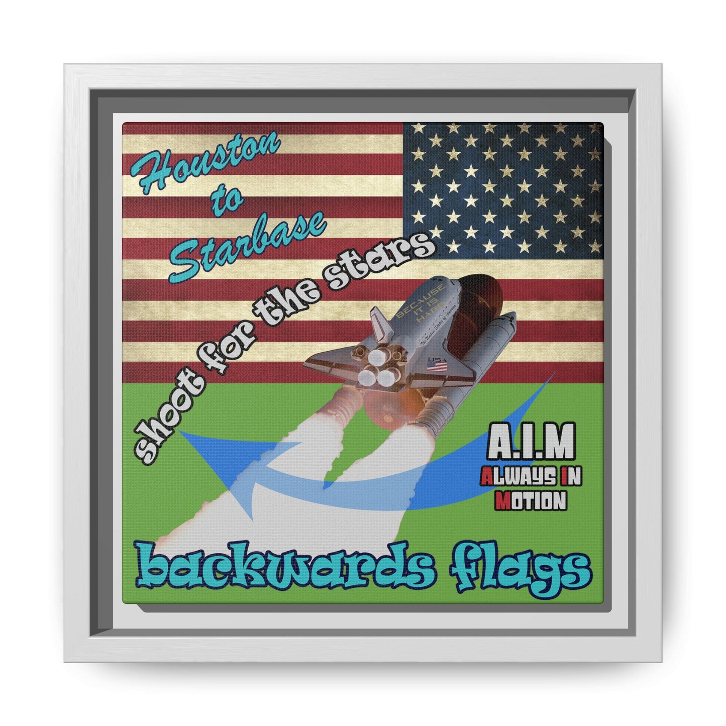 shoot for the stars - framed canvas art (green)
