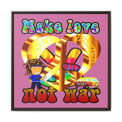 love peace - framed canvas art (light pink)