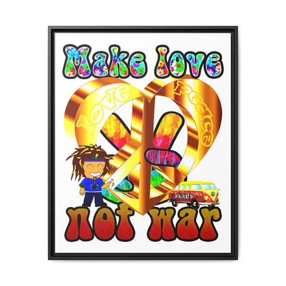 love peace - framed canvas art (white)