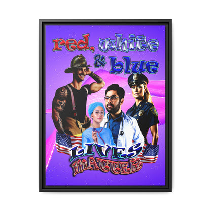 rw&b lives matter - framed canvas art (purple-pink wave)