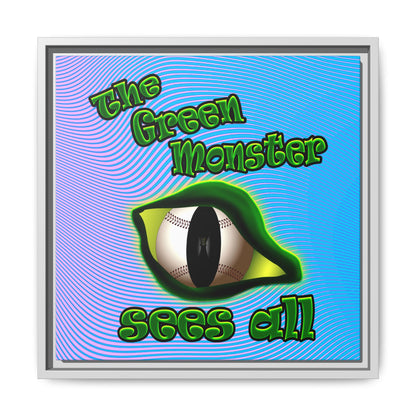 green monster - framed canvas art (light blue-purple wave)