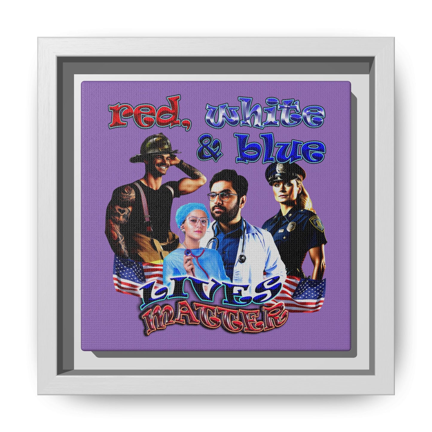 rw&b lives matter - framed canvas art (light purple)