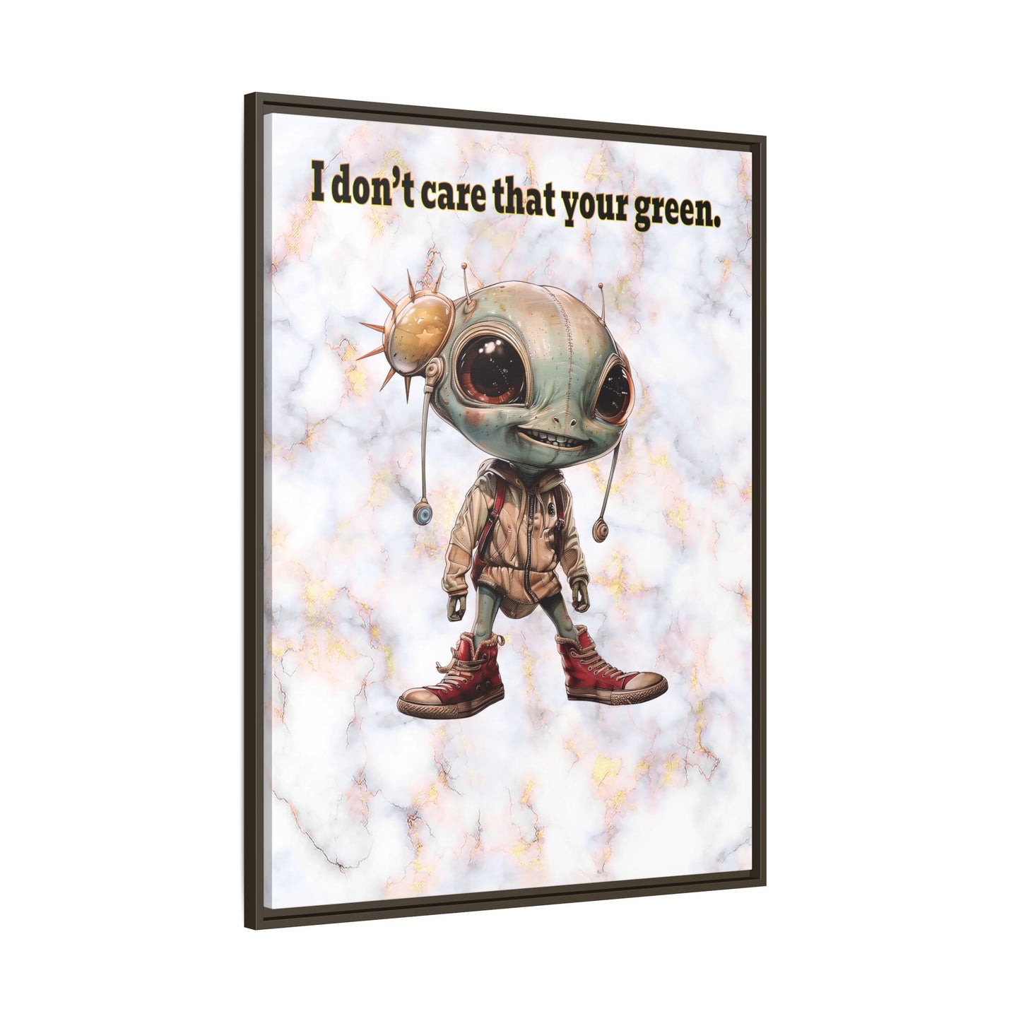 I don't care that your green - framed canvas art (white marble)