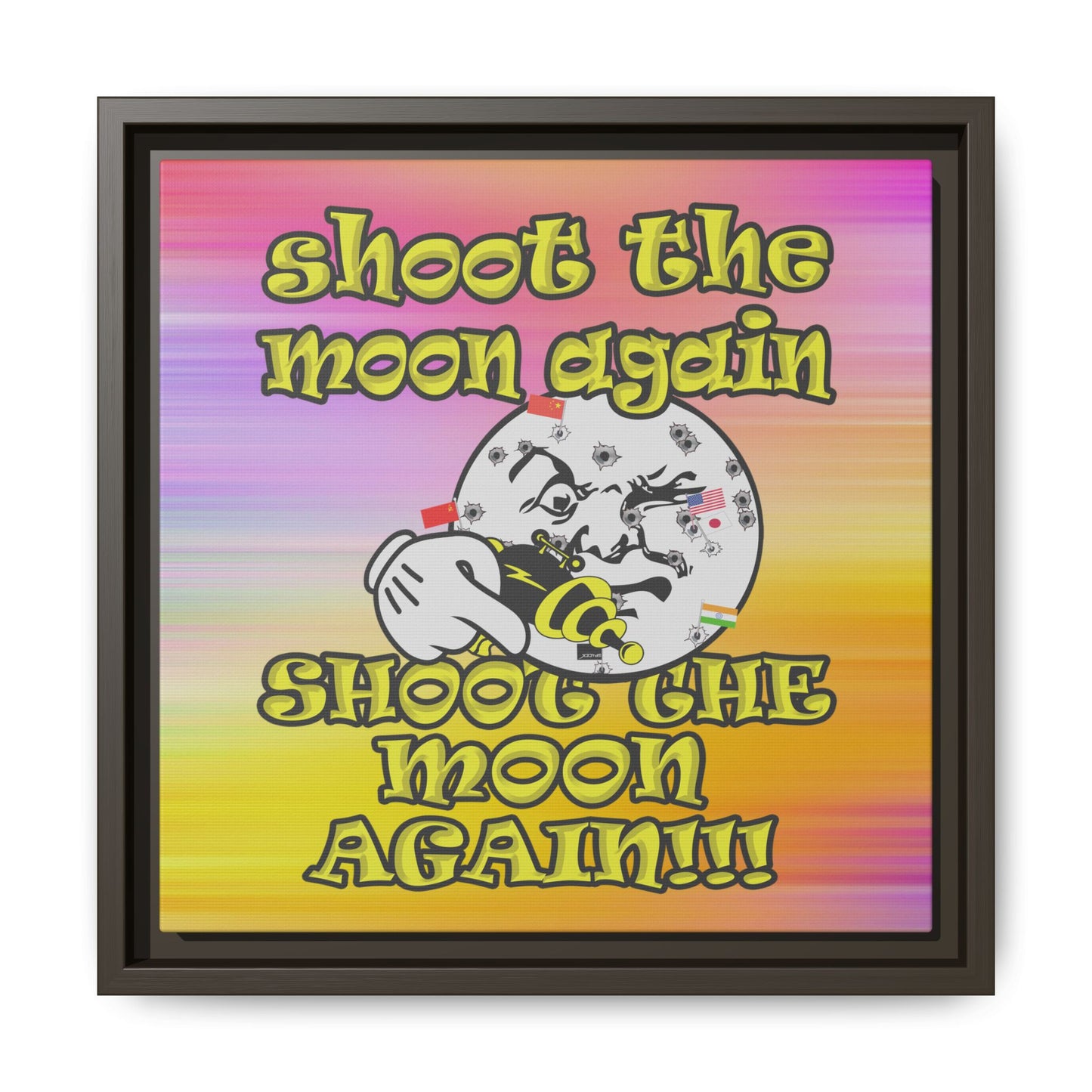 shoot the moon again - framed canvas art (color blur)