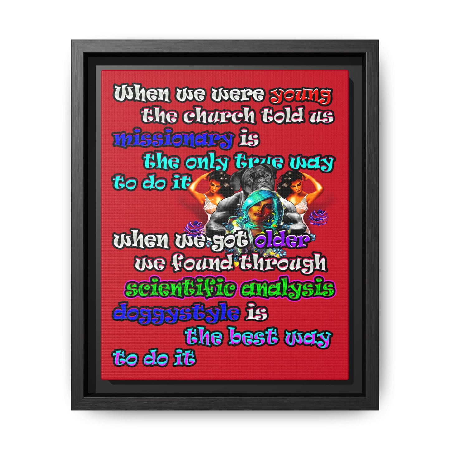 doggystyle - framed canvas art (dark red)