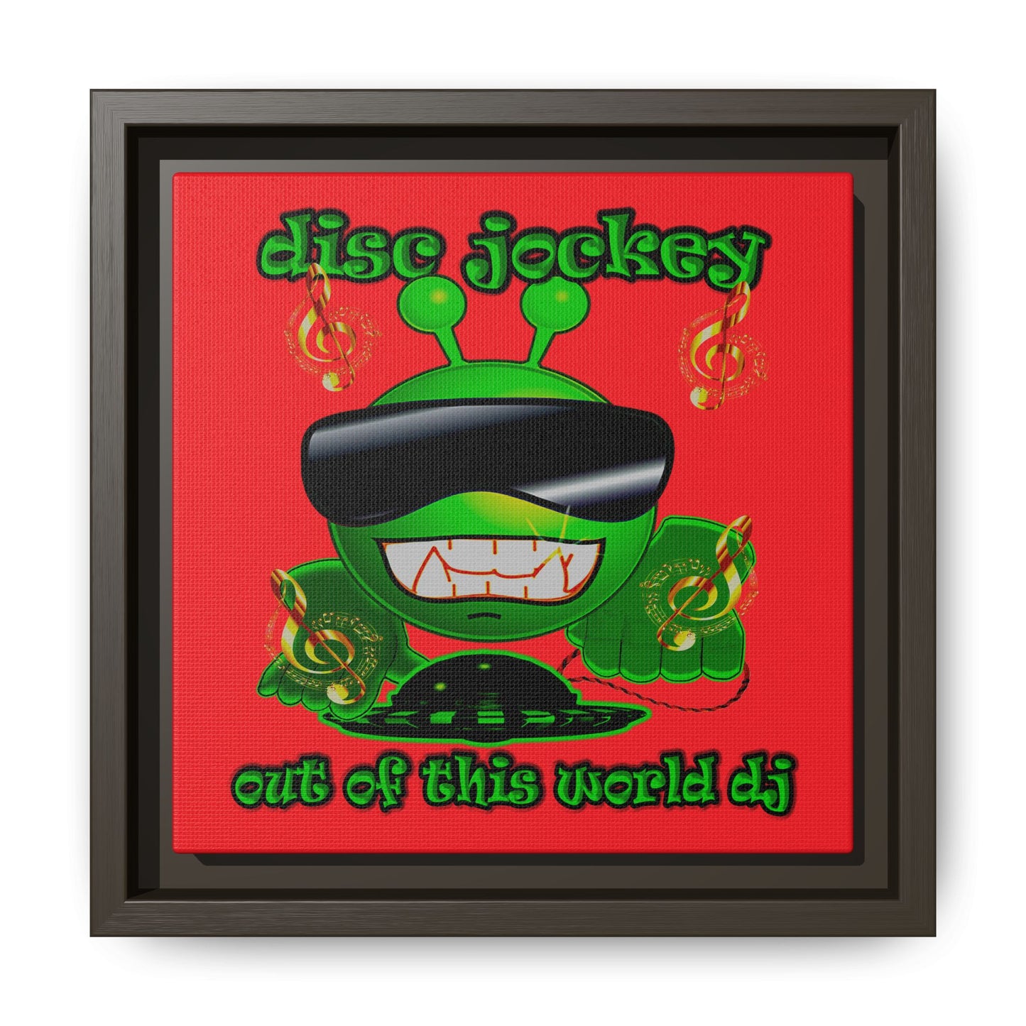 disc jockey - framed canvas art (red)