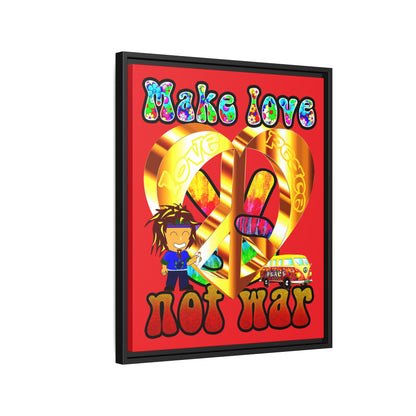 love peace - framed canvas art (red)