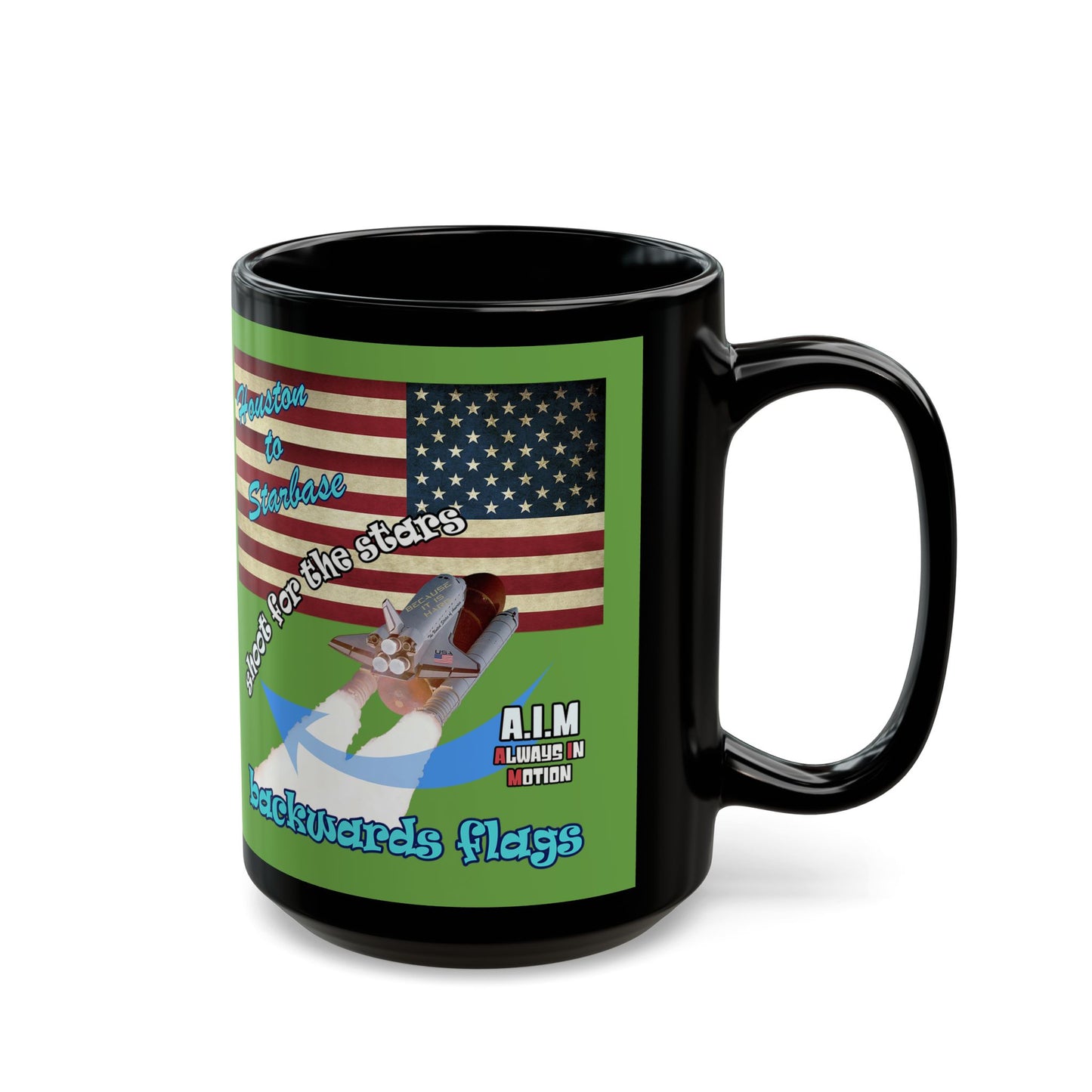 shoot for the stars - Black Mug (green)