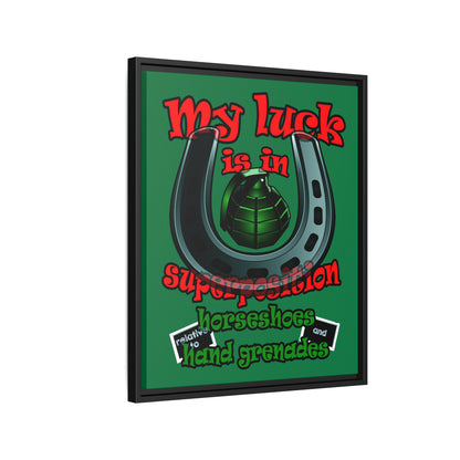 my luck - framed canvas art (dark green)