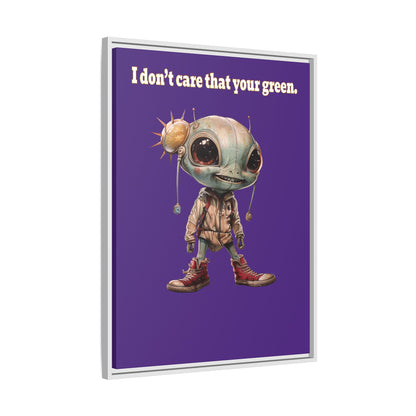 I don't care that your green - framed canvas art (purple)
