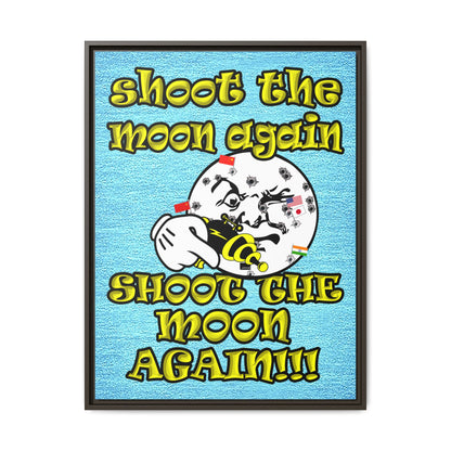 shoot the moon again - framed canvas art (faded blue)