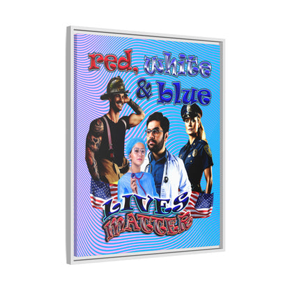 rw&b lives matter - framed canvas art (light blue-purple wave)