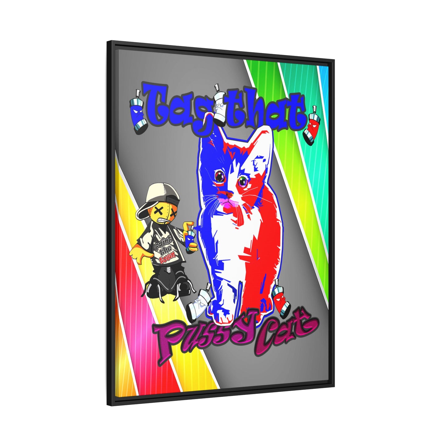 tag that - framed canvas art (rainbow split)
