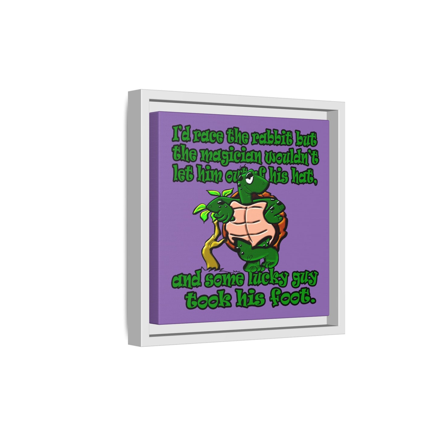 turtle race - framed canvas art (light purple)