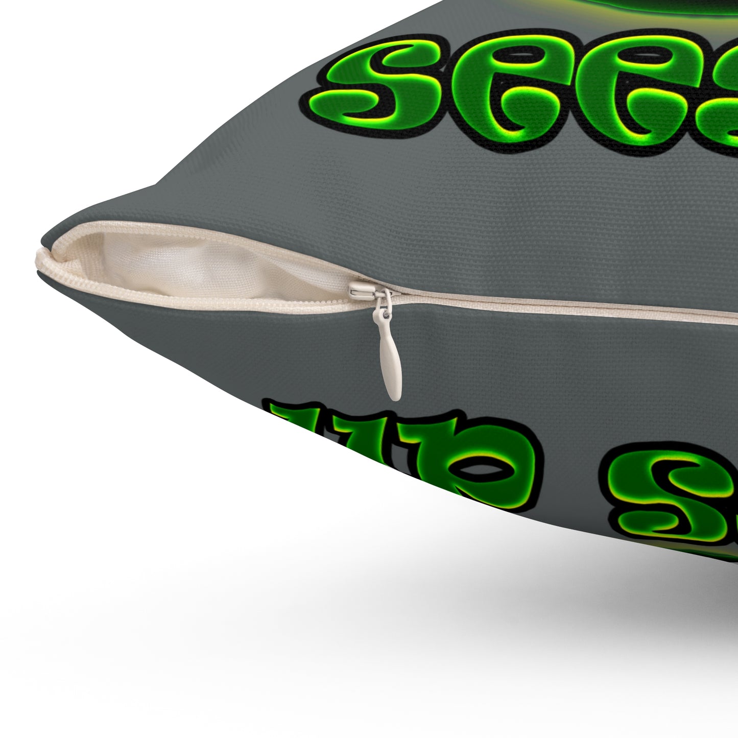 green monster - Spun Polyester Square Pillow - (dark grey)