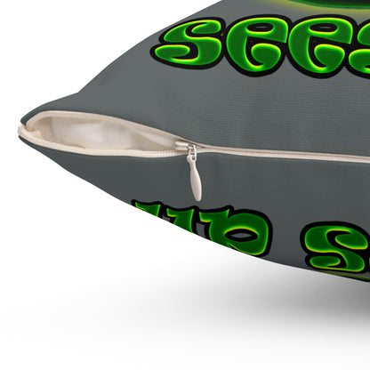 green monster - Spun Polyester Square Pillow - (dark grey)