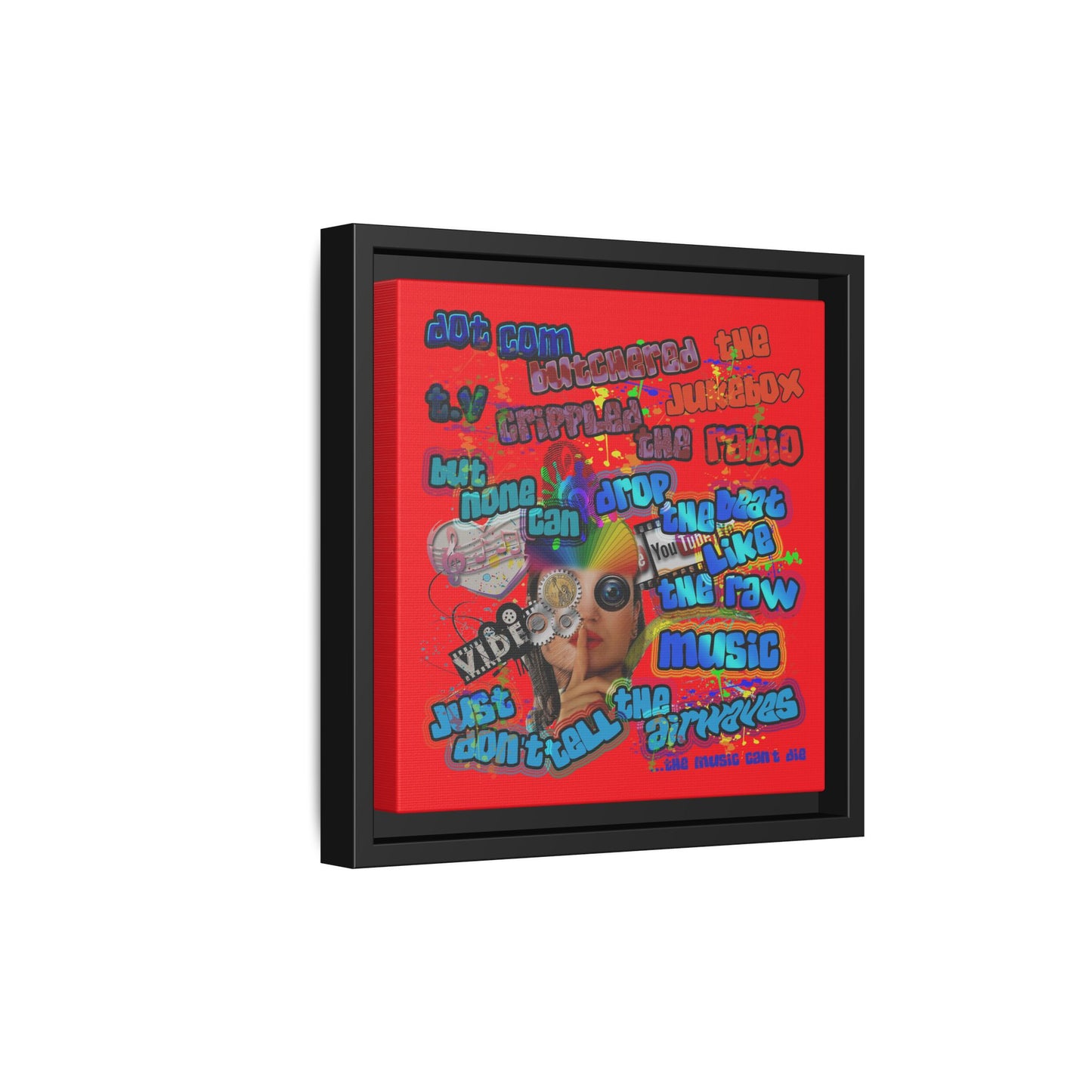 drop the beat - framed canvas art (red)